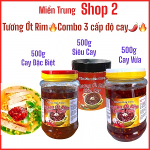 COMBO 3 CẤP ĐỘ CAY , TƯƠNG ỚT RIM QUẢNG NGÃI: 500G CAY VỪA + 500G CAY ĐẶC BIỆT + 500G SIÊU CAY